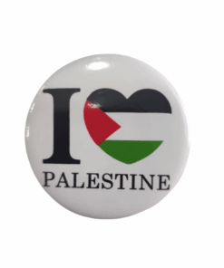 Top view of our I Love Palestine Large Pin Badge