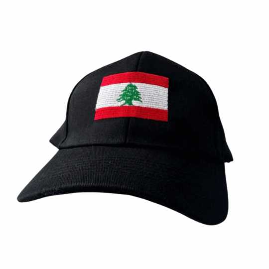 Lebanon Flag Cap Hat Cap, Black colour with Lebanon Flag centred