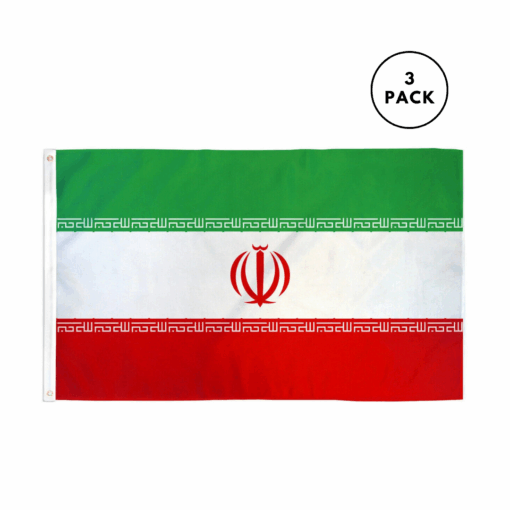 3 piece bundle of large Iran flag in standard size