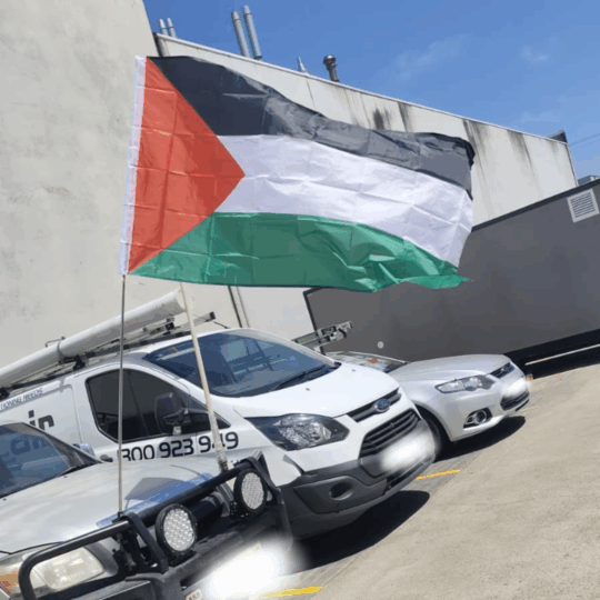 Telescopic Handheld Flag Pole with Palestine Flag Image of Telescopic Handheld Flag Pole with Palestine Flag