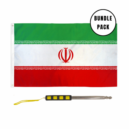 Bundle Pack of Telescopic Handheld Pole and Palestine Flag Bundle Pack of Telescopic Handheld Pole and Iran Flag