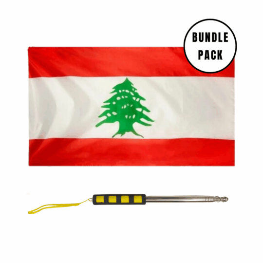Bundle Pack of Telescopic Handheld Pole and Lebanon Flag Bundle Pack of Telescopic Handheld Pole and Lebanon Flag
