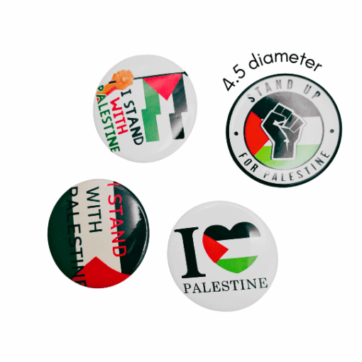 Top view of our Large 4.5cm Palestine Pin Badge