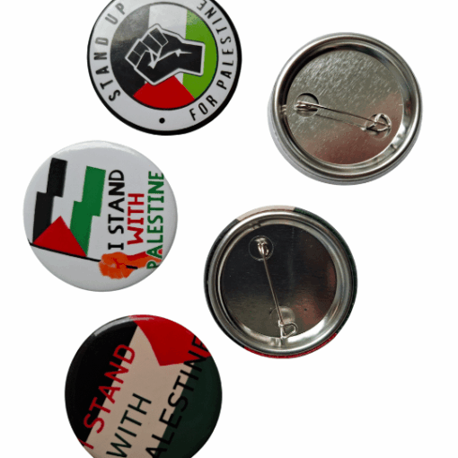 Front and back view of Large 4.5cm Palestine Pin Badge
