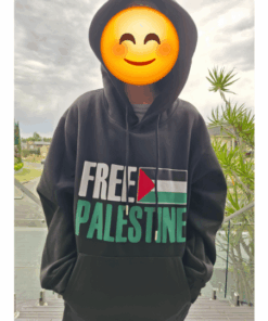 Model wearing our Premium Free Palestine Hoodie