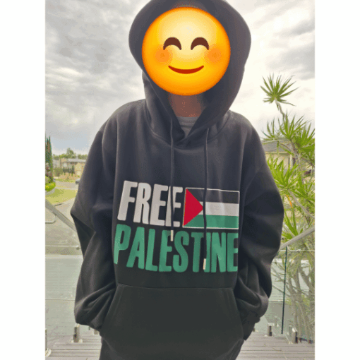 Model wearing our Premium Free Palestine Hoodie