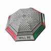 Image of open Palestine Umbrella with text 'Palestine Will be Free'