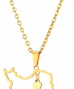 Close up image of pendant for Iran Map Necklace in Gold