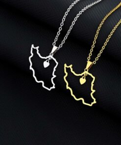 Close up image of Iran Map Necklace in Silver or Gold